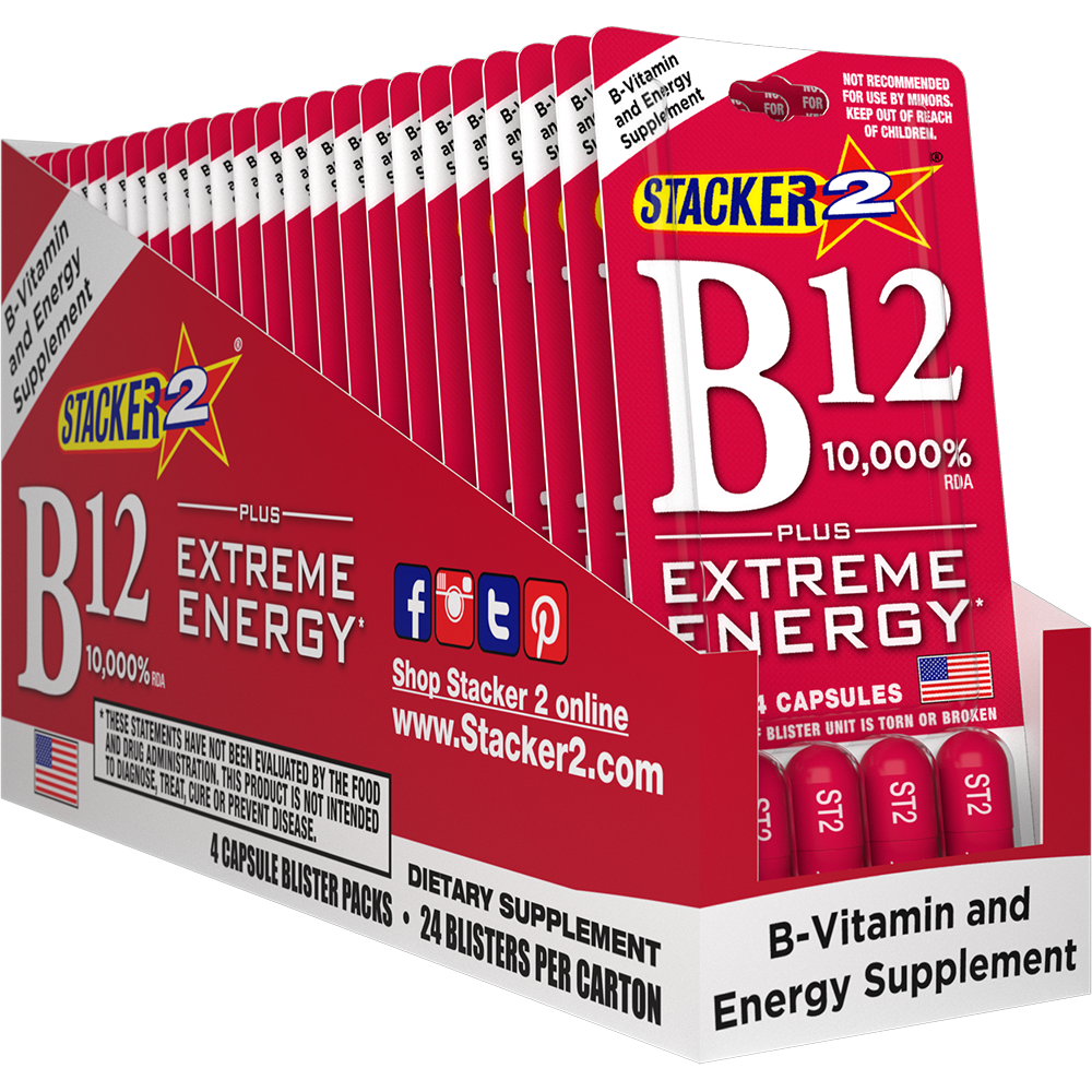 Stacker 2 B12 Energy Capsules | 10,000% Daily Value | Stacker2
