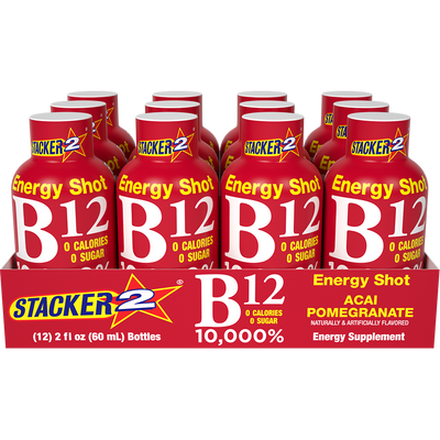 Stacker 2 B12 Energy Shot 10,000% Daily Value (12pk - 2 oz bottles) - 0