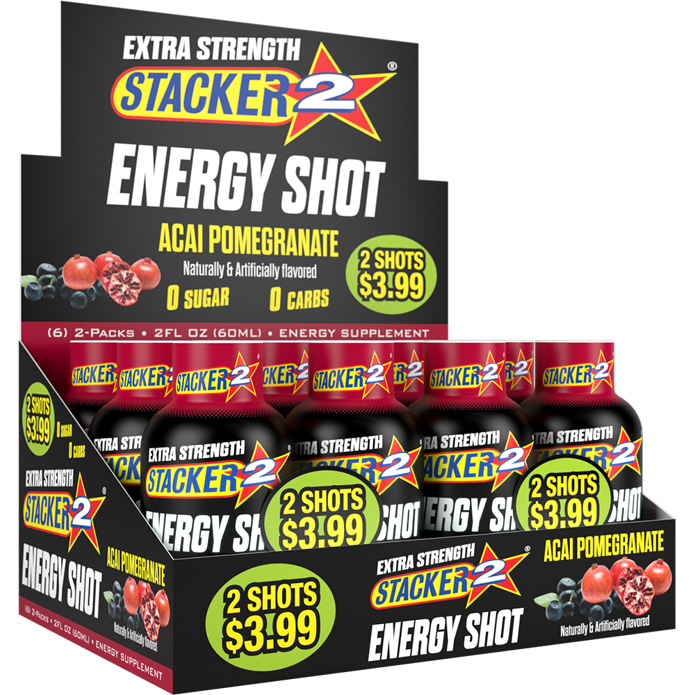 Stacker2 Energy Shots Extra Strength (12pk - 2oz Bottles)