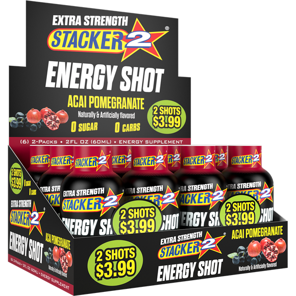 Stacker2 Energy Shots Extra Strength (12pk - 2oz Bottles)