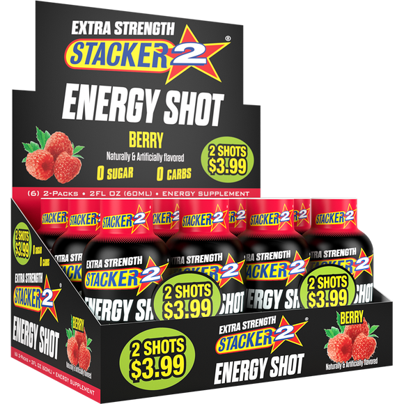 Stacker2 Energy Shots Extra Strength (12pk - 2oz Bottles)
