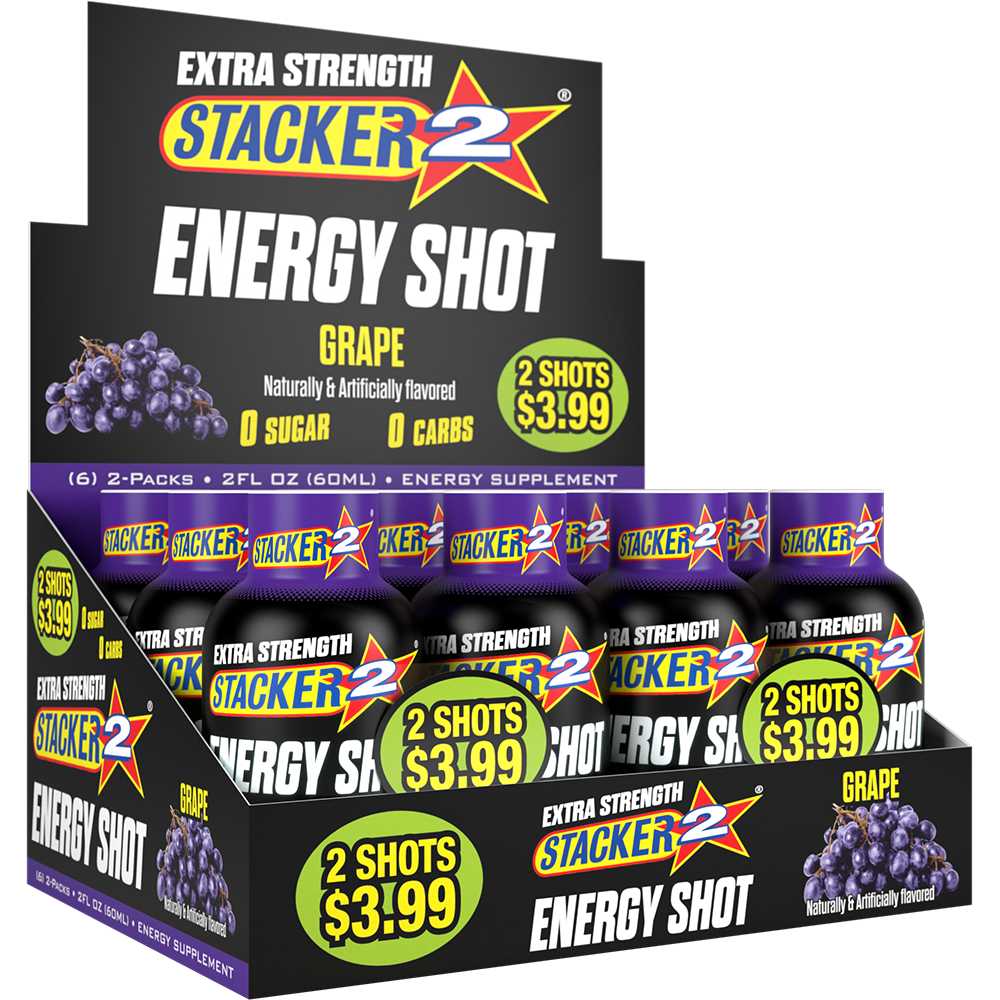 Stacker2 Energy Shots Extra Strength (12pk - 2oz Bottles)
