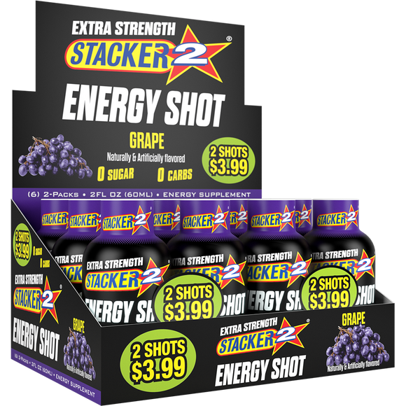 Stacker2 Energy Shots Extra Strength (12pk - 2oz Bottles)
