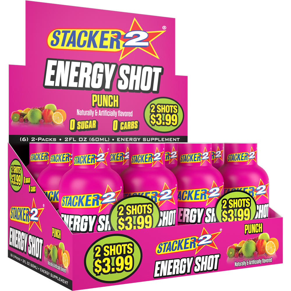 Stacker2 Energy Shots (12pk - 2 oz Bottles)