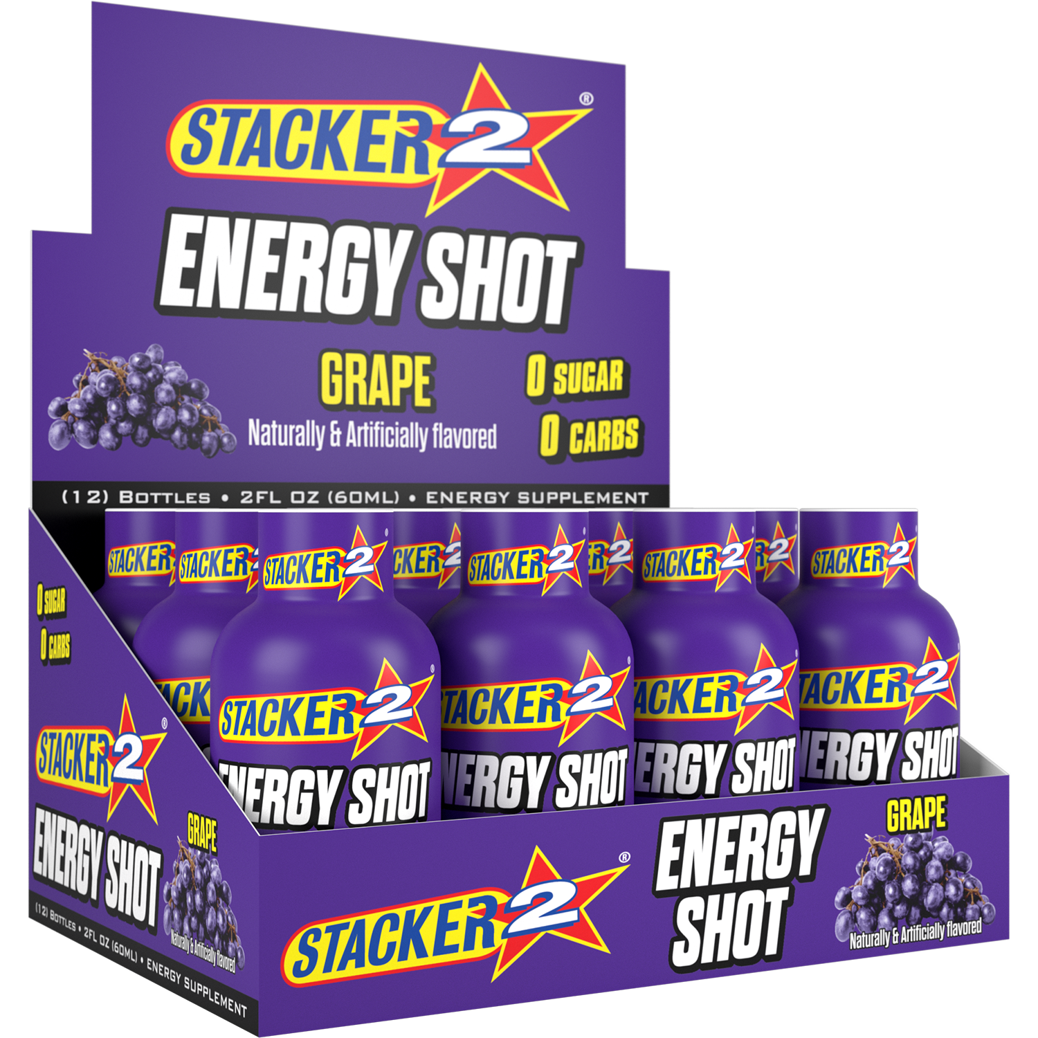 Stacker2 Energy Shots (12pk - 2 oz Bottles)