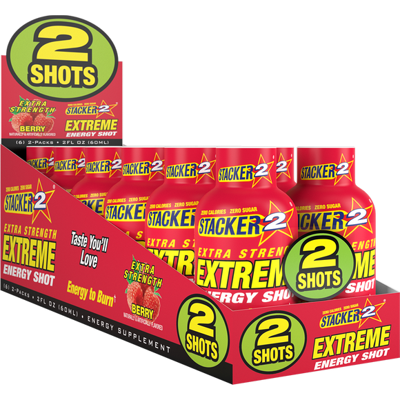 Stacker2 Extreme Energy Shots Extra Strength | 12-Pack Energy Shots