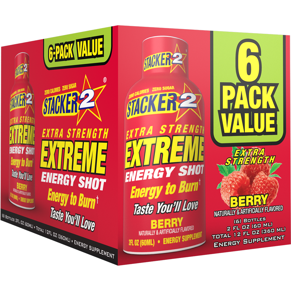 Stacker2 Extreme Energy Shots: Extra Strength (2 oz Bottles)