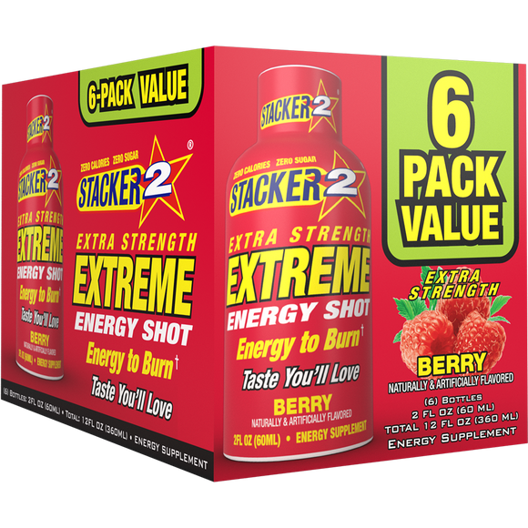 Stacker2 Extreme Energy Shots Extra Strength | 12-Pack Energy Shots