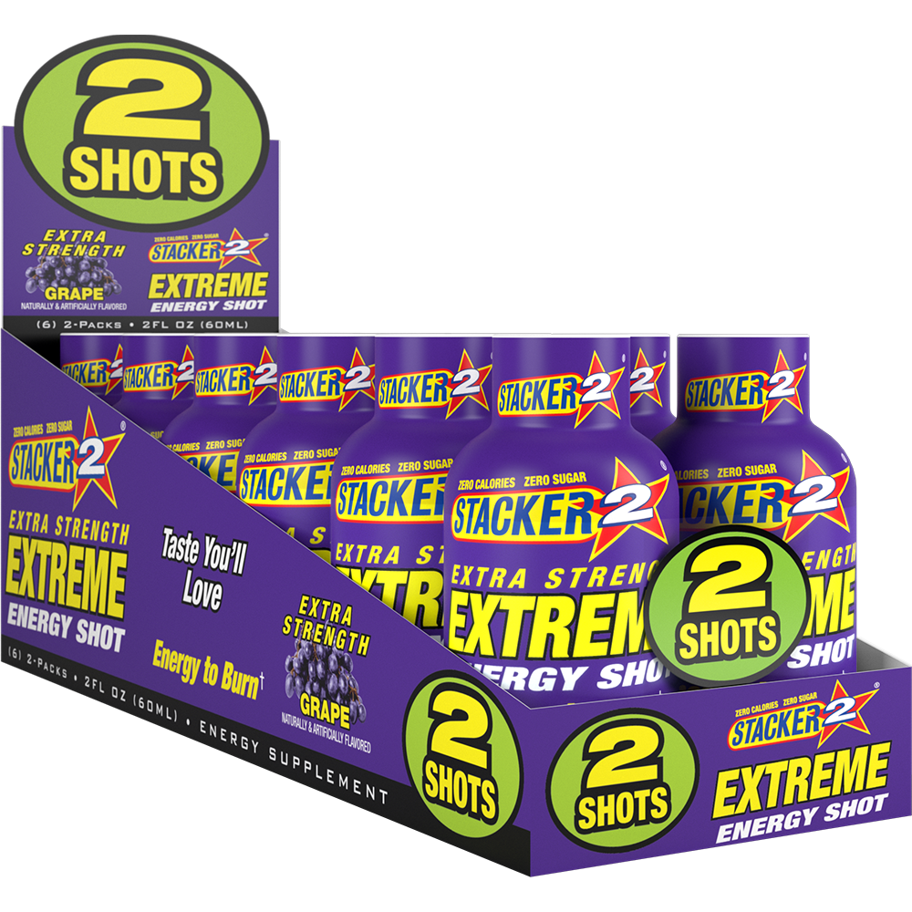 Stacker2 Extreme Energy Shots: Extra Strength (2 oz Bottles)
