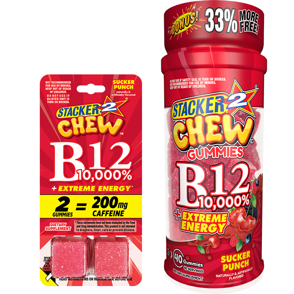 Stacker2 Chew Gummies: B12 10,000%