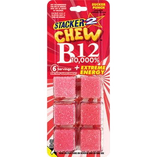 Stacker2 Chew Gummies: B12 10,000% 6ct Pack