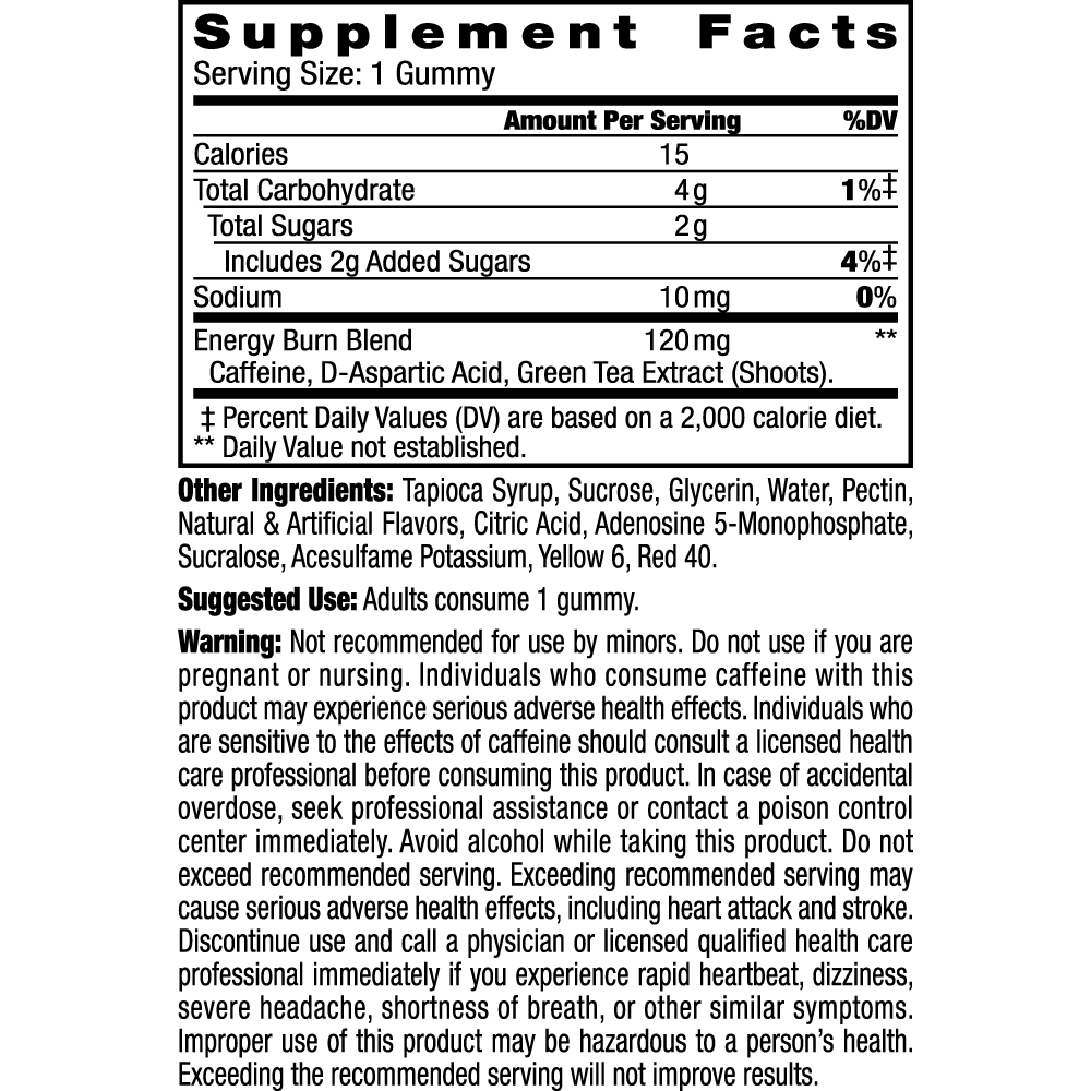 Stacker2 Chew Gummies: Diet & Energy