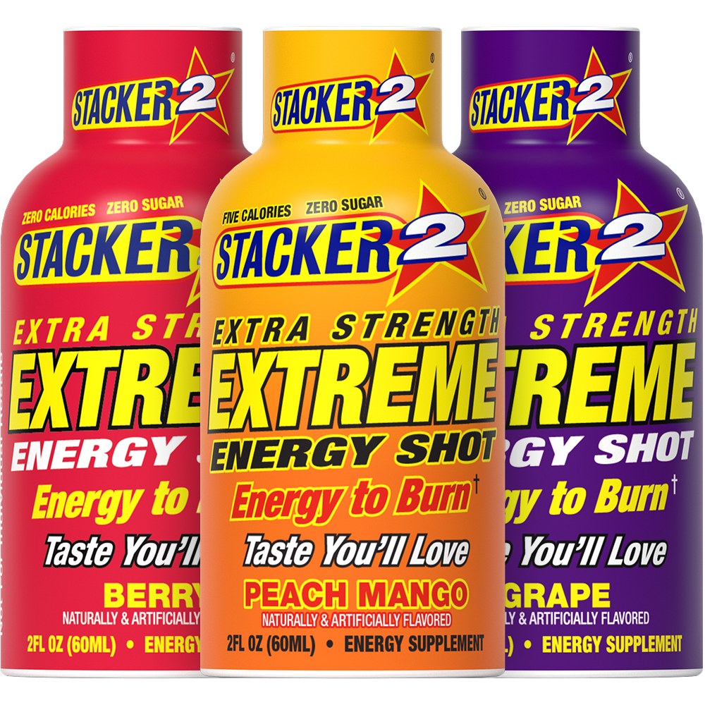 Stacker2 Extreme Energy Shots: Extra Strength (2 oz Bottles)