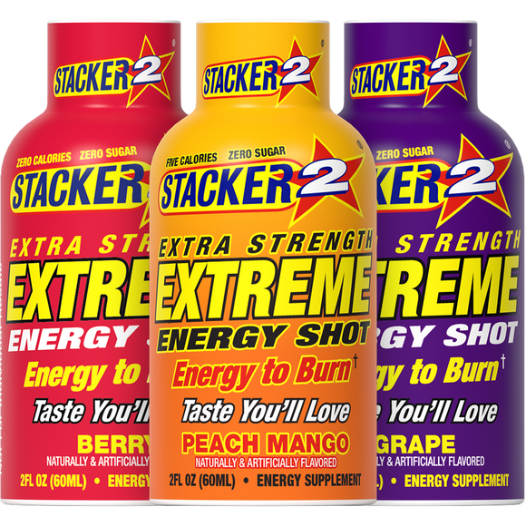 Stacker2 Extreme Energy Shots Extra Strength | 12-Pack Energy Shots