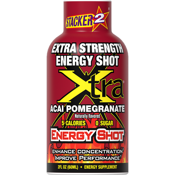 Stacker2 Xtra Energy Shots Extra Strength – Energy & Focus - 12 pack