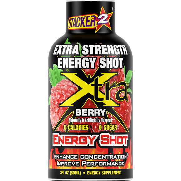 Stacker2 Xtra Energy Shots Extra Strength – Energy & Focus - 12 pack