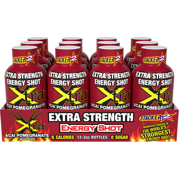 Stacker2 Xtra Energy Shots Extra Strength – Energy & Focus - 12 pack