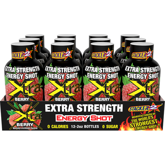 Stacker2 Xtra Energy Shots Extra Strength – Energy & Focus - 12 pack