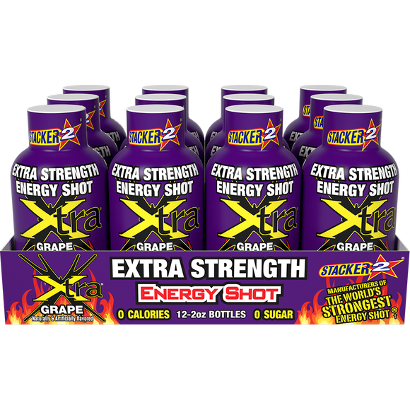 Stacker2 Xtra Energy Shots Extra Strength – Energy & Focus - 12 pack