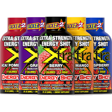 Stacker 2 Xtra Energy Shots Extra Strength – Energy & Focus - 12 pack