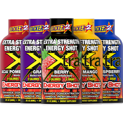 Stacker 2 Xtra Energy Shots Extra Strength – Energy & Focus - 12 pack
