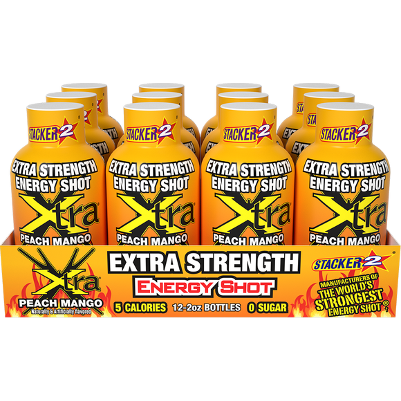 Stacker2 Xtra Energy Shots Extra Strength – Energy & Focus - 12 pack