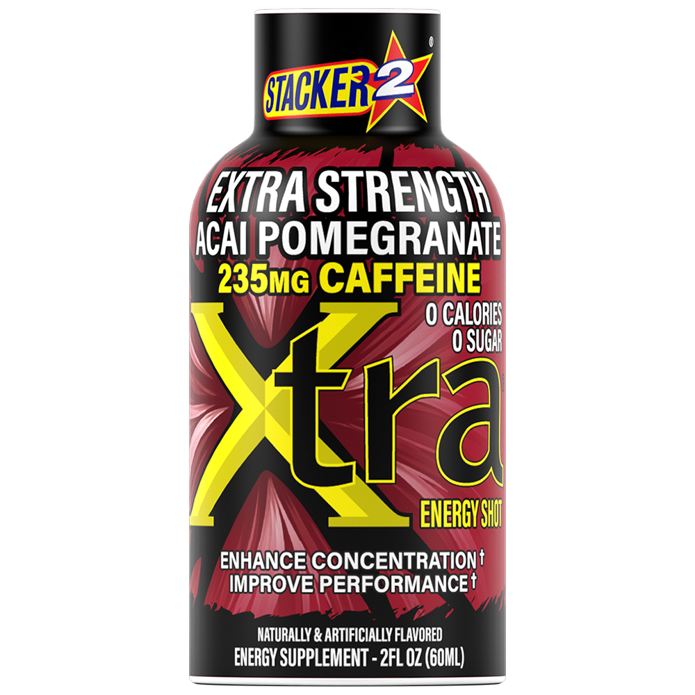 Stacker 2 Xtra Energy Shots Extra Strength – Energy & Focus - 12 pack