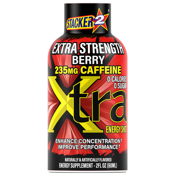 Stacker 2 Xtra Energy Shots Extra Strength – Energy & Focus - 12 pack