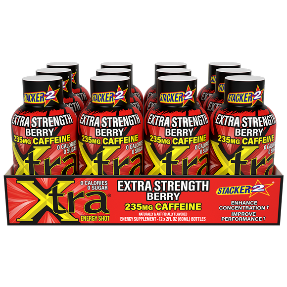 Stacker 2 Xtra Energy Shots Extra Strength – Energy & Focus - 12 pack