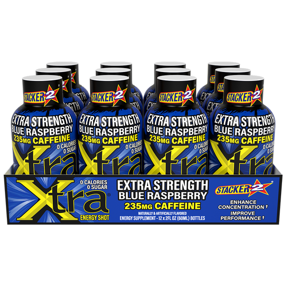 Stacker 2 Xtra Energy Shots Extra Strength – Energy & Focus - 12 pack