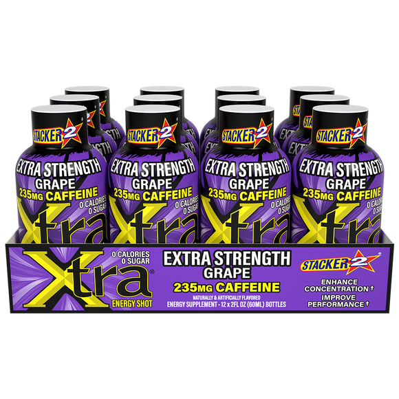 Stacker 2 Xtra Energy Shots Extra Strength – Energy & Focus - 12 pack