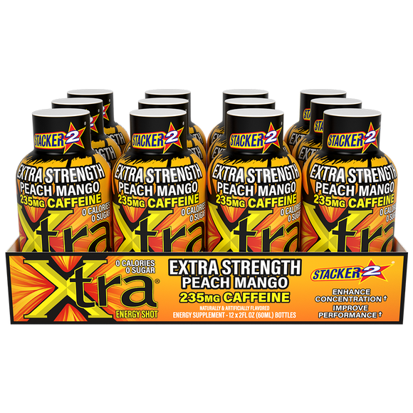 Stacker 2 Xtra Energy Shots Extra Strength – Energy & Focus - 12 pack