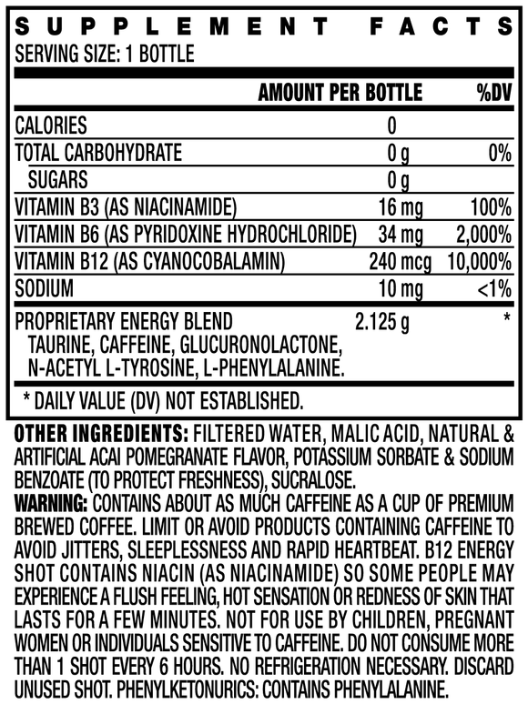 B12 Energy Shot 10,000% Daily Value (12pk - 2 oz bottles)