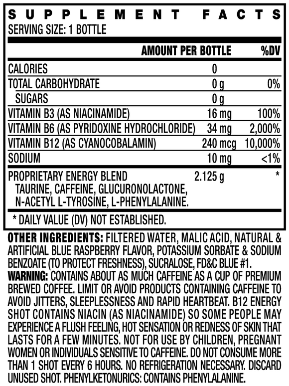 B12 Energy Shot 10,000% Daily Value (12pk - 2 oz bottles)