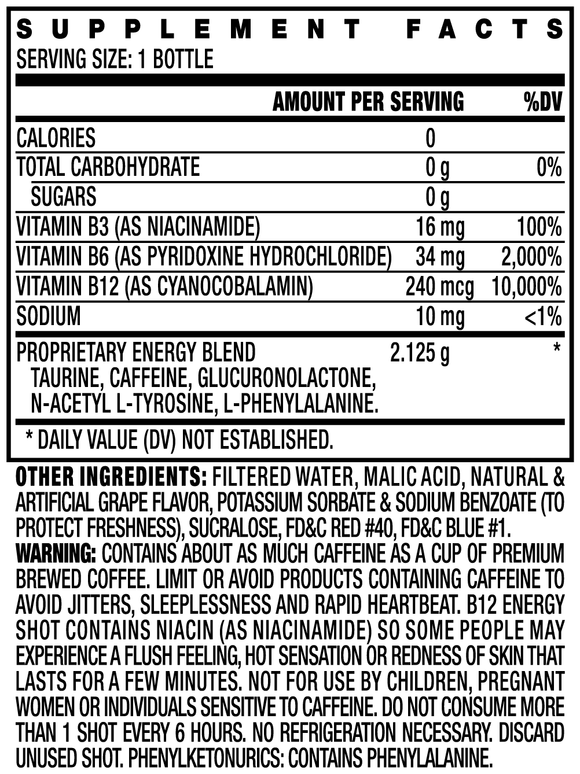 B12 Energy Shot 10,000% Daily Value (12pk - 2 oz bottles)