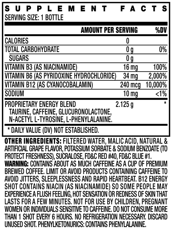 B12 Energy Shots (12pk - 2 oz bottles)