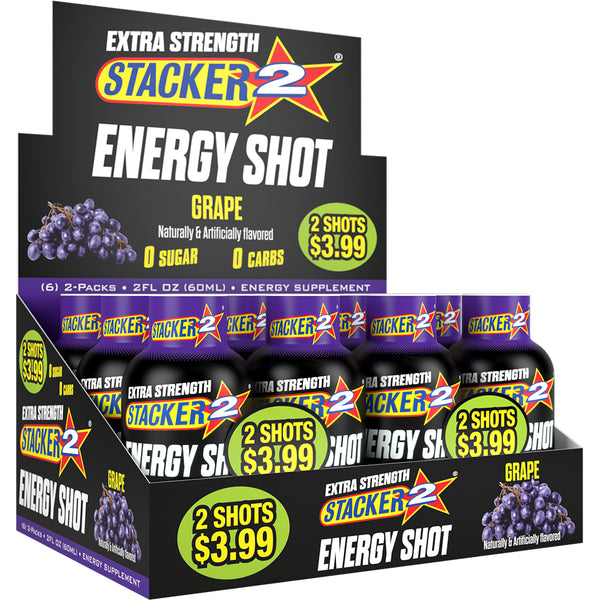 Stacker2 Energy Shots Extra Strength (12pk - 2oz Bottles)